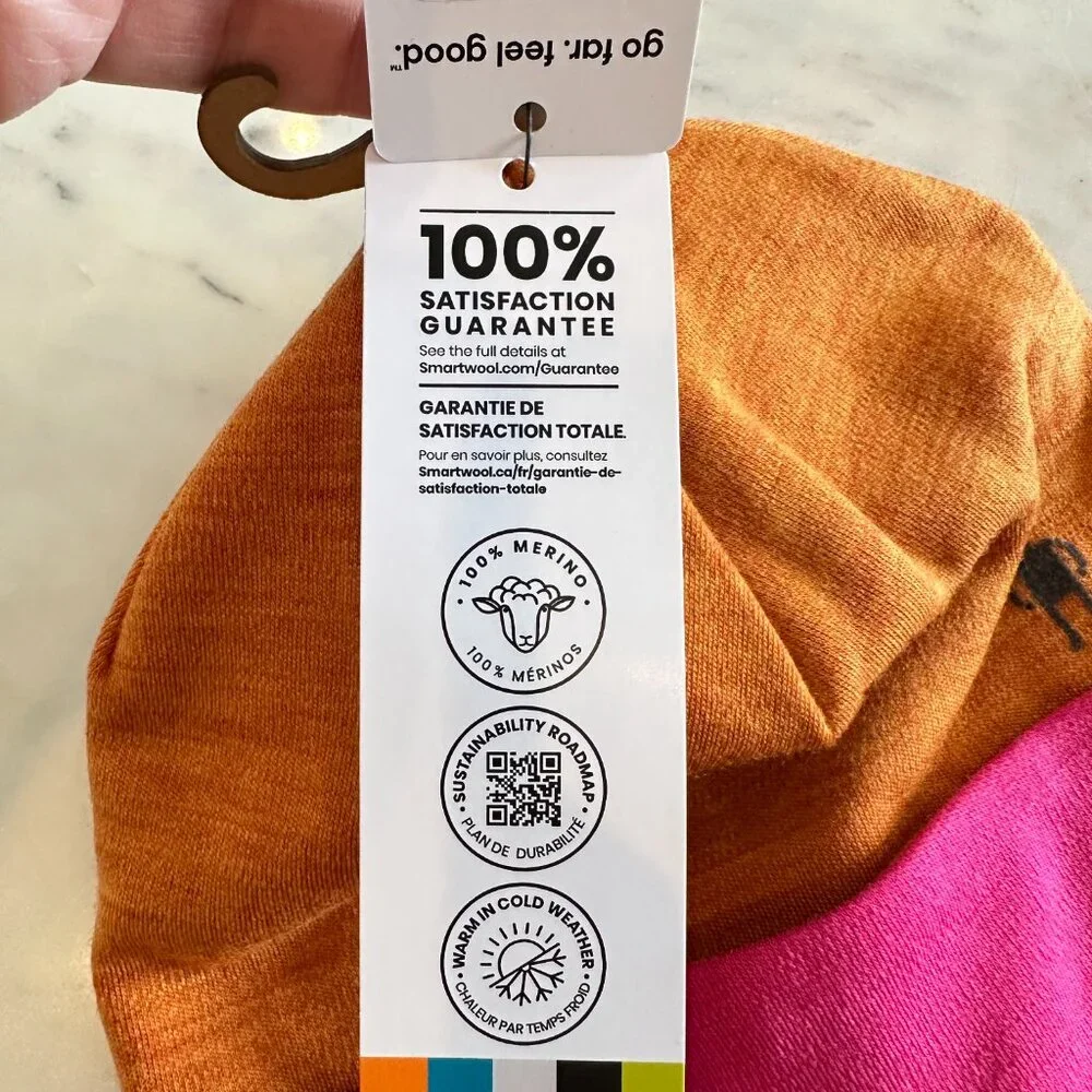 Smartwool Thermal Merino Reversible Cuffed Beanie Bright Orange Pink NWT - Picture 3 of 4